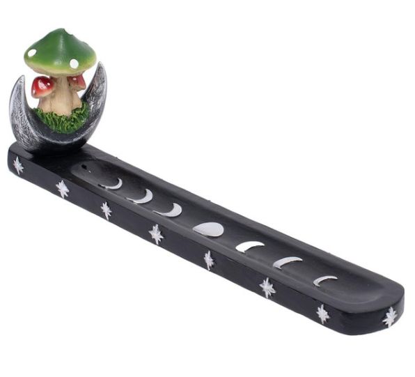 Mushroom Moonphase Incense Burner - 10.5&quot; x 2.5&quot;