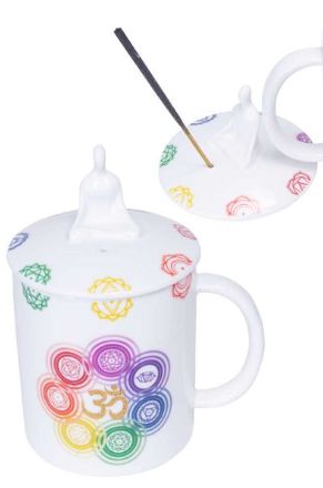 Coffee Mug Candle &amp; Incense Holder, Style: Chakras