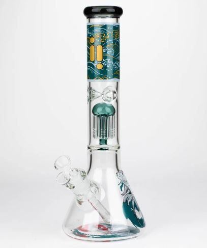 Infyniti 14" Untamed 7mm Decal Beaker, Style: Koi Fish