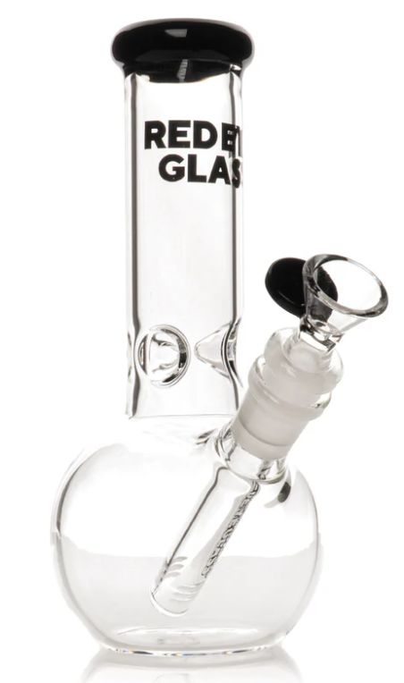 8" Red Eye Glass Bubble Base Bong, Colour: Black