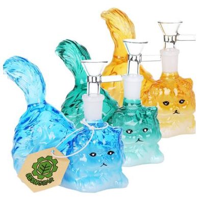 4.75" Furry Kitty Glass Water Pipe