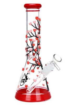 10" Branching Hearts Glow In The Dark Beaker