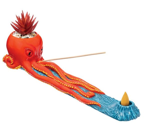 Fujima - 12.5" Octopus Incense Burner w/ Faux Plant