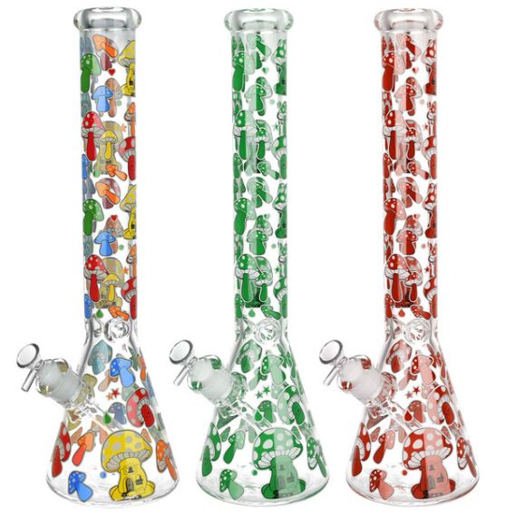 18" Glow In The Dark Mushroom Beaker, Colour: Multi-Coloured