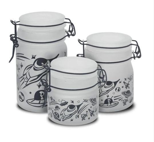 Glass Storage Jar w/ Pattern, Size: 90mL, Style: UFO