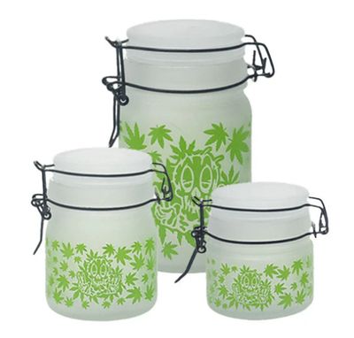 Glass Storage Jar w/ Pattern