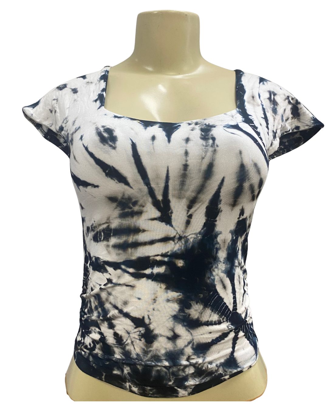 Cinched Side Tie Dye Crop T-Shirt, Colour: White/Grey