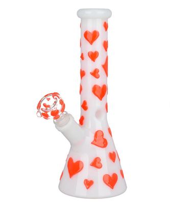 10" Glow In The Dark Valentines Beaker Bong