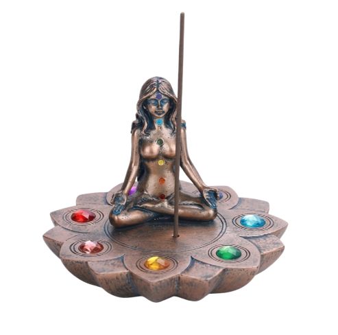 4" Bronze Coloured Chakra Stone Incense Burner