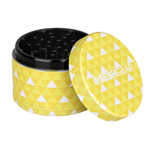 4pc SeshGear Famous Kimono 2.5" Grinder, Colour: Yellow