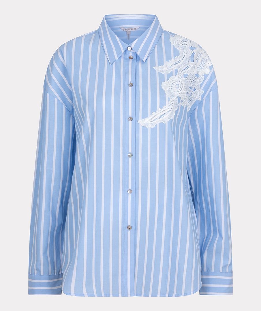 Esqualo Blouse striped lace patch