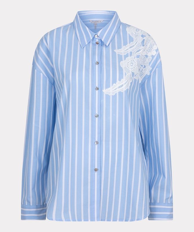 Esqualo Blouse striped lace patch