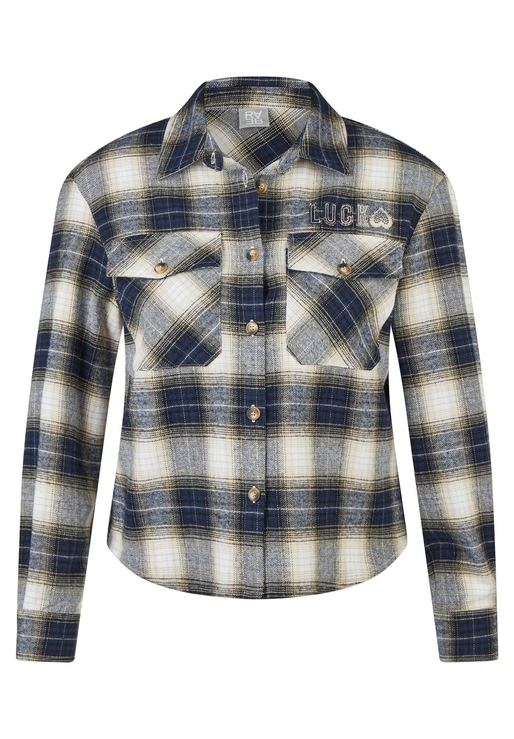 Rabe geruite blouse in blauw en zand – 113100