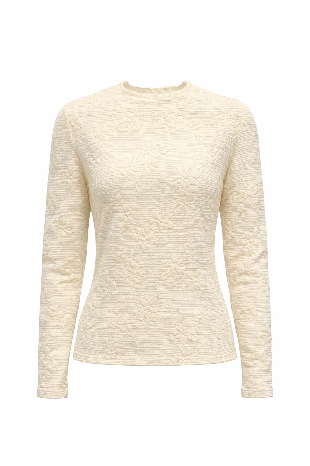 Tramontana Top met Bloemstructuur Crème – Elegante Dames Top | C37-21-401