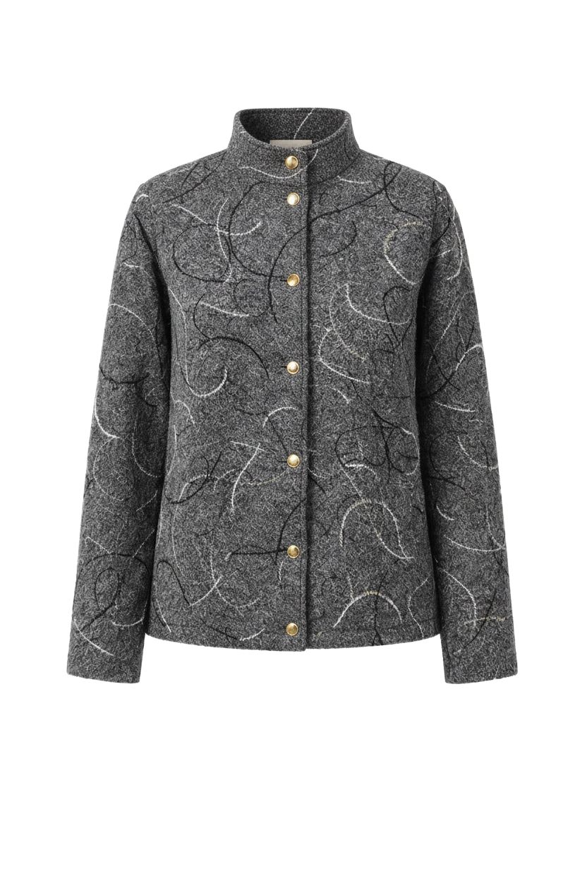 Tramontana Graphic Teddy Jacket Grey Melange – Zacht Damesjasje | C43-21-801