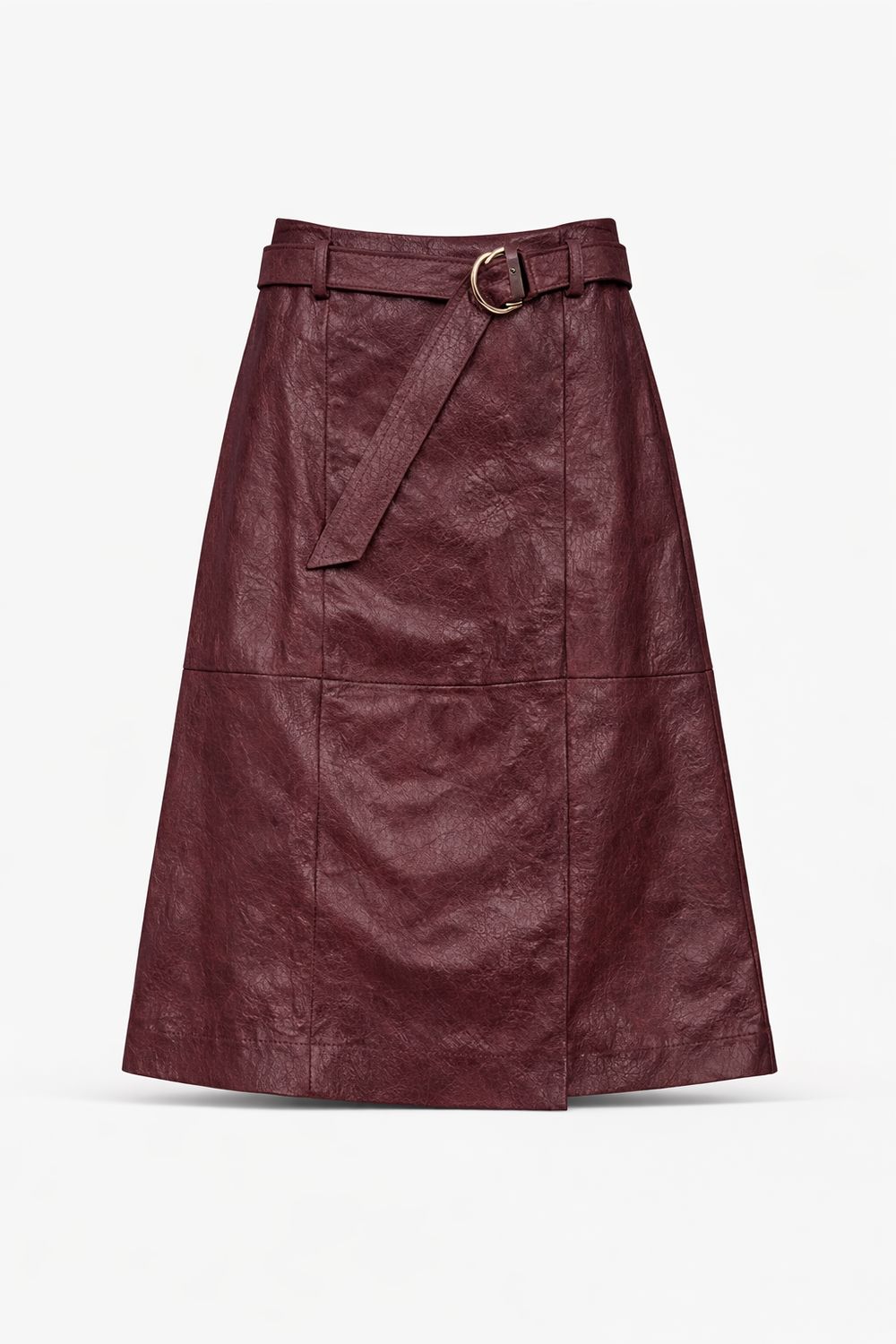 Tramontana Cracked PU Rok Pomegranate – Midi rok met ceintuur | C15-21-201