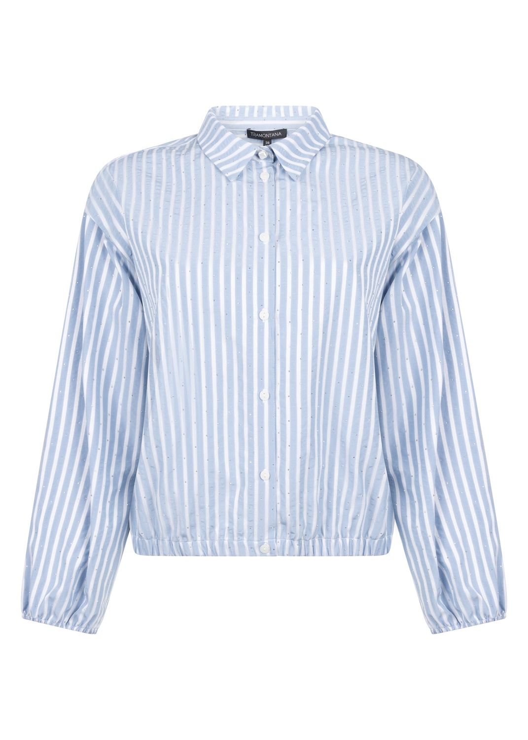 Tramontana Gestreepte Blouse Lichtblauw met Glitterdetails – Dames Blouse | O05-22-301