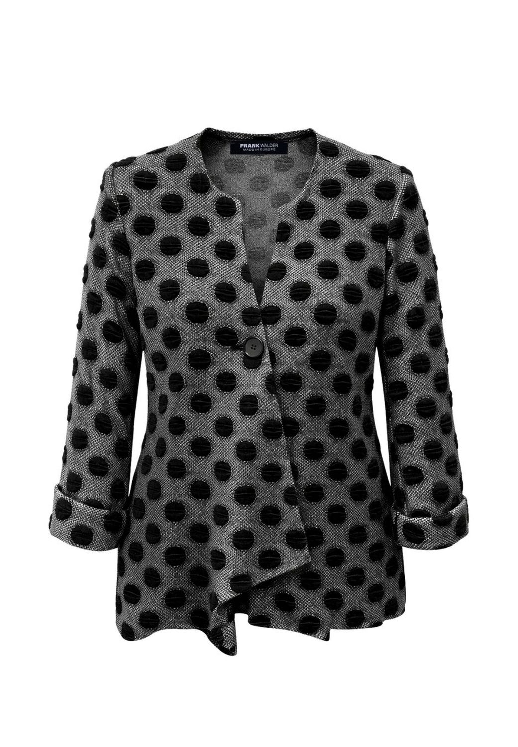 Frank Walder Blazer Zwart/Grijs met Stippendessin 726305