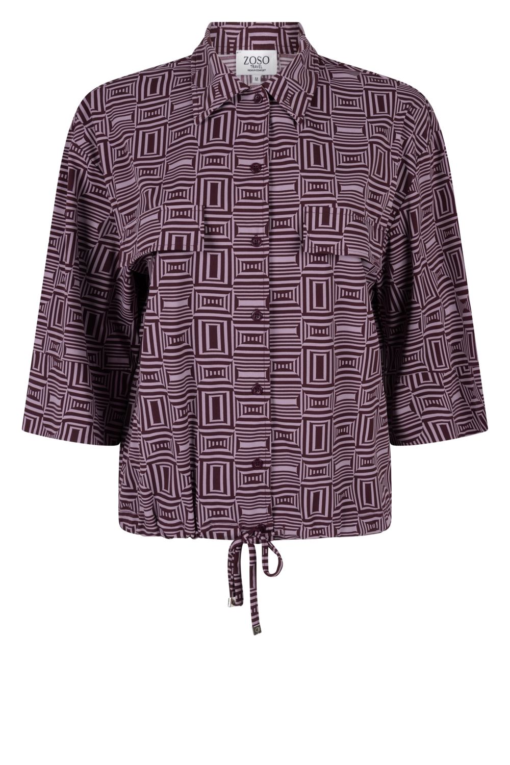 Zoso Cameron Travel Blouse – Bordeaux Print