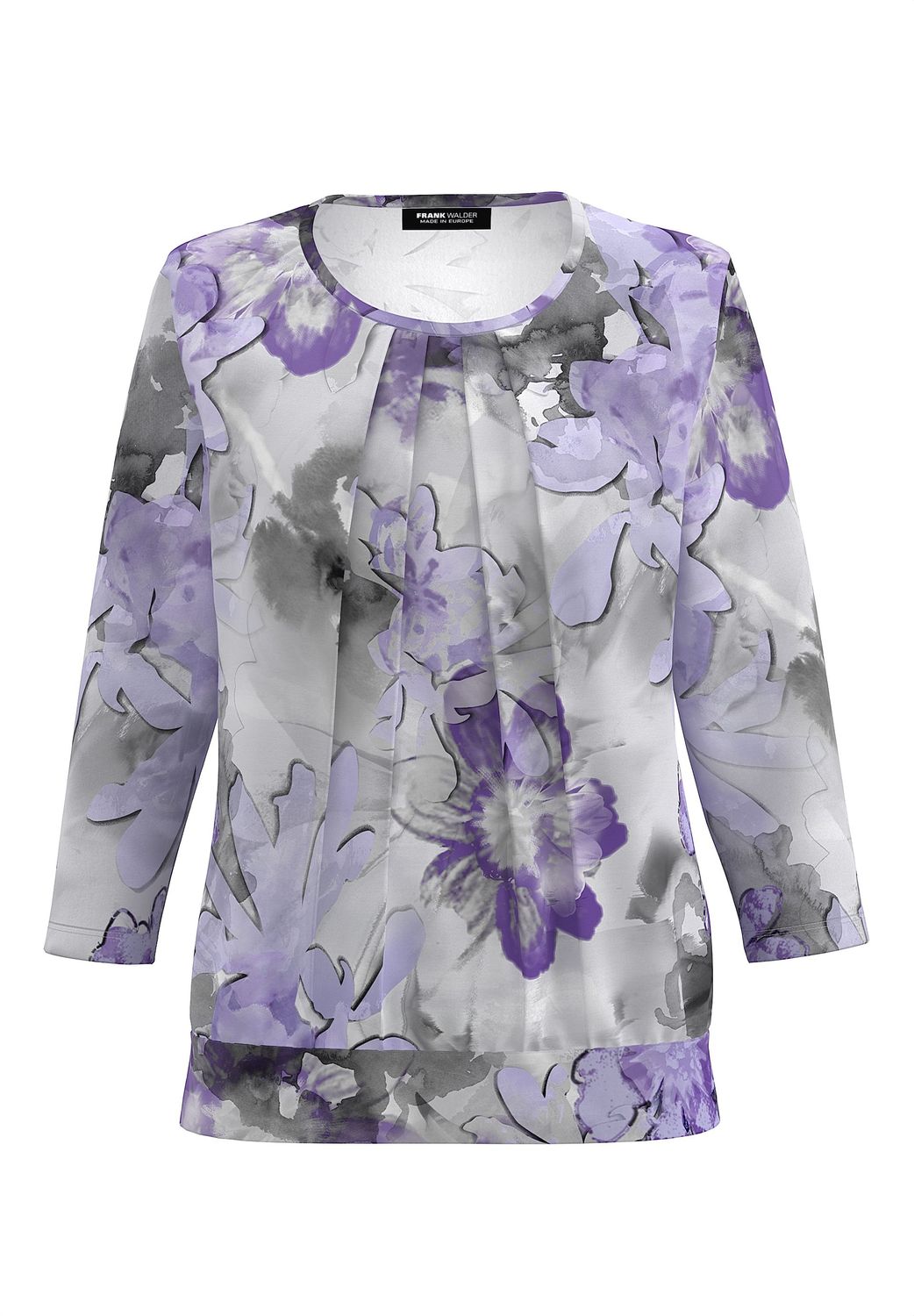 Frank Walder Shirt Bloemenprint Violet/Grey | 726429