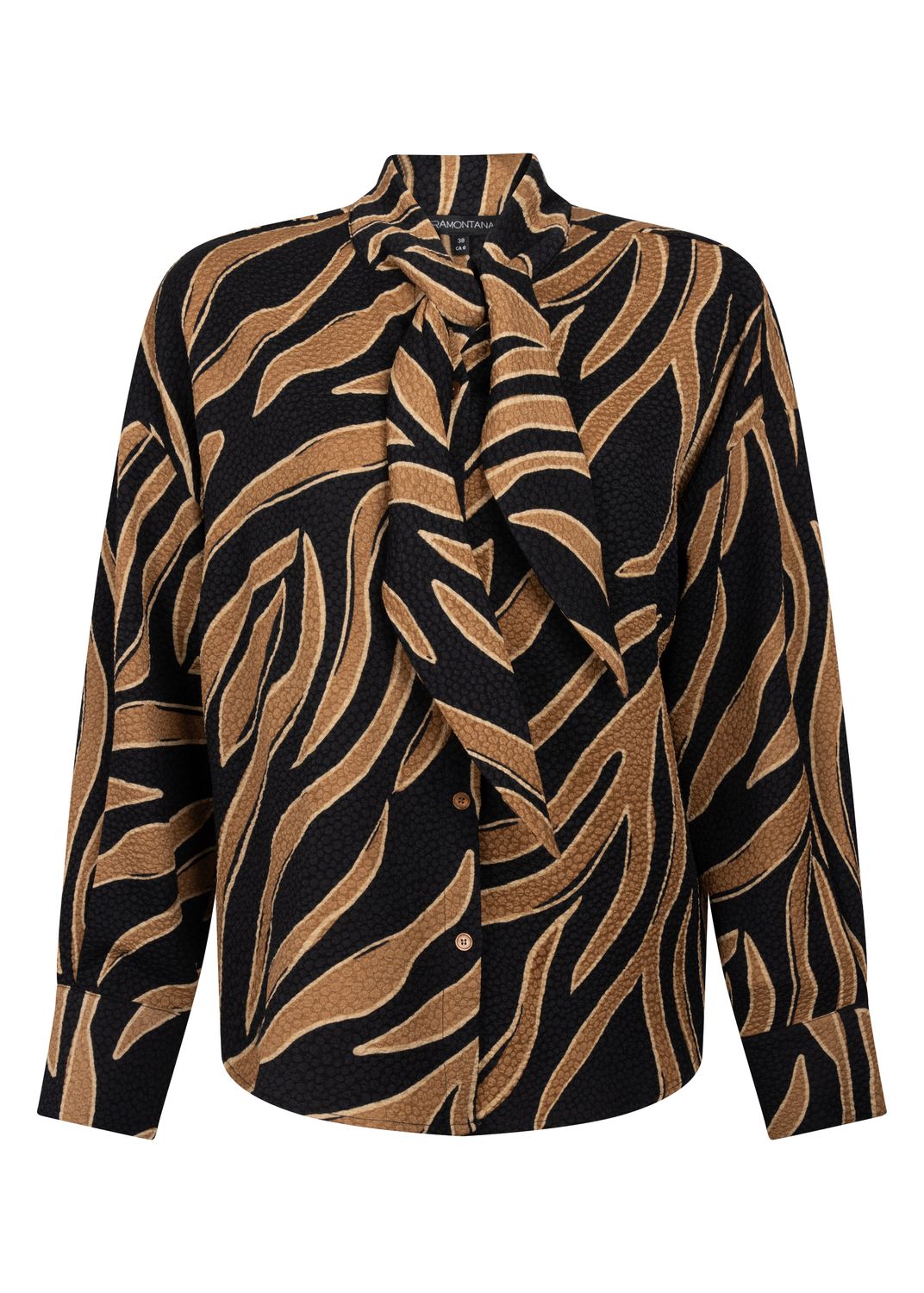 Tramontana Blouse met Strik – Black/Camel |C28 22-301