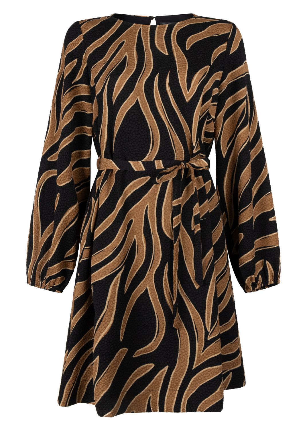 Tramontana Jurk met Ceintuur – Black/Camel | 22-501