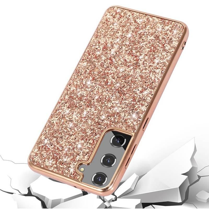 HYBRYDOWE BROKATOWE ETUI PLECKI NA SAMSUNG GALAXY S22 PLUS ROSA ZŁOTE