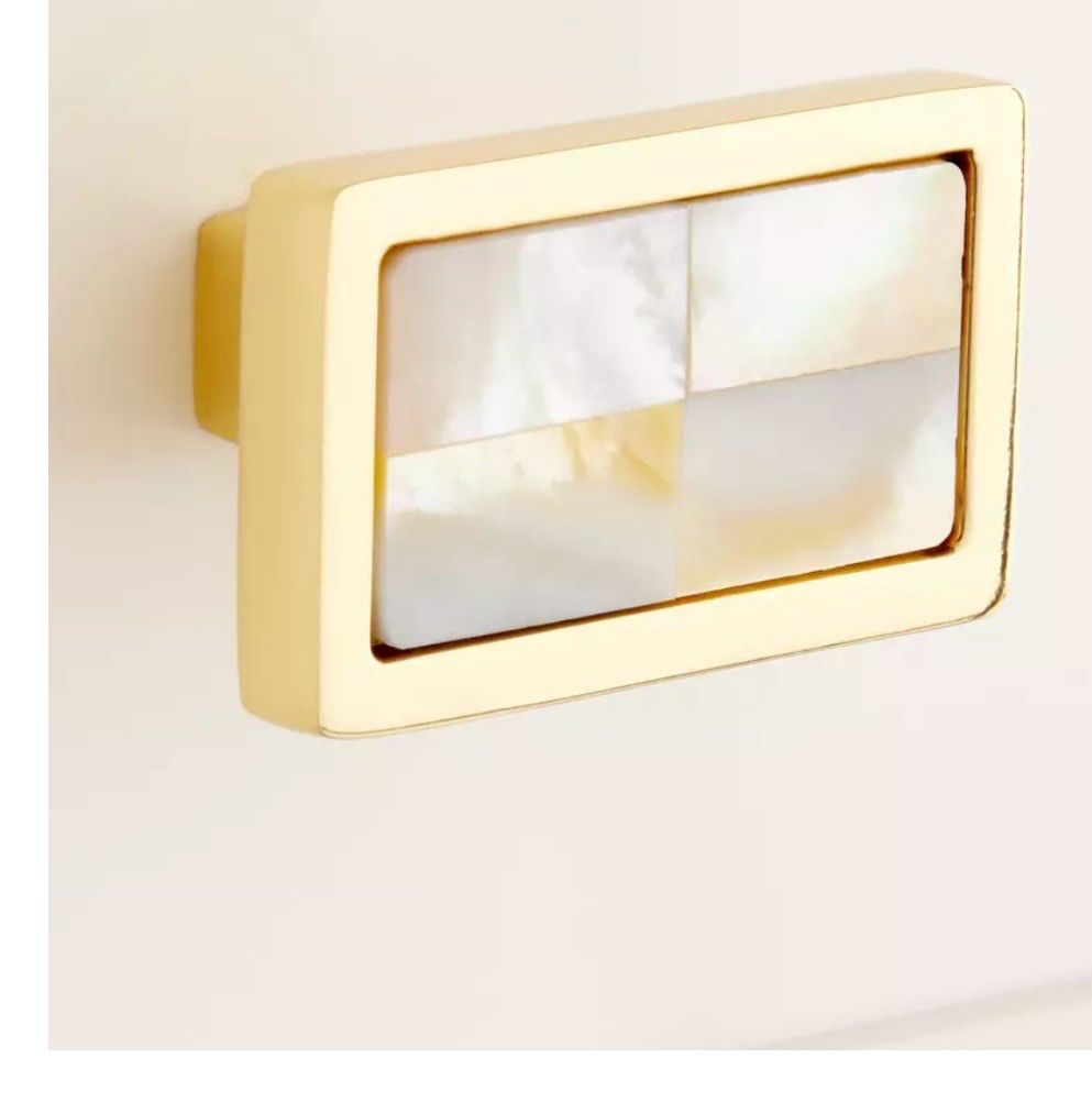 Signature Hardware Kumano Rectangular Yellow Mother of Pearl Cabinet Knob