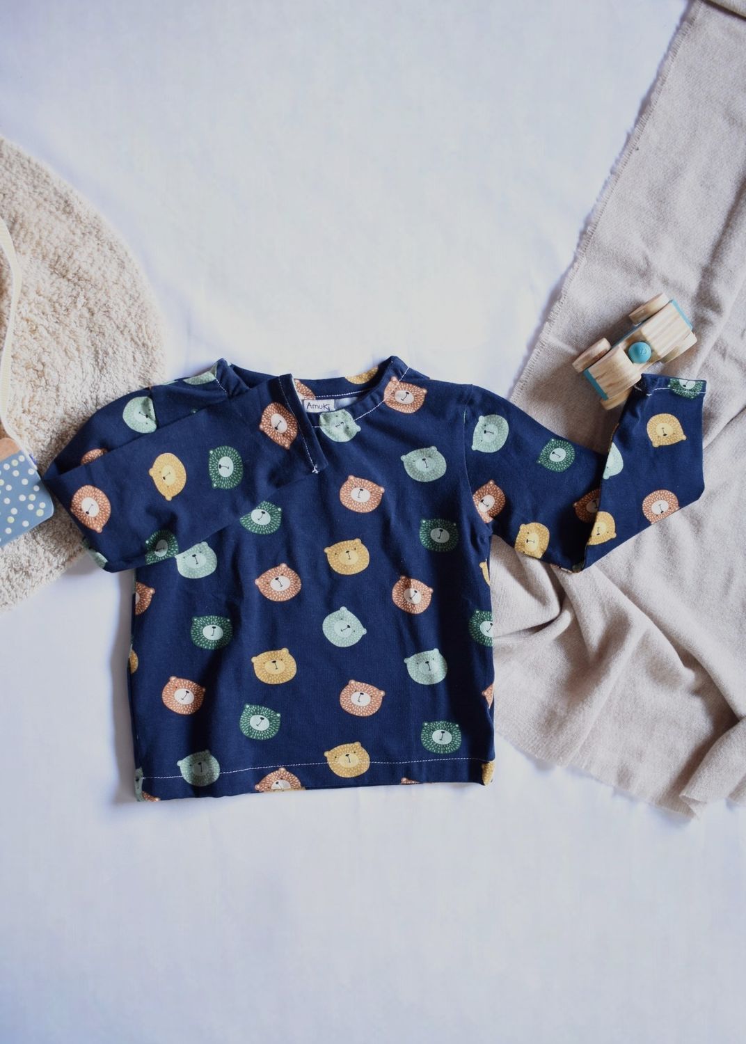 Camiseta Azul de Manga Larga de Osos