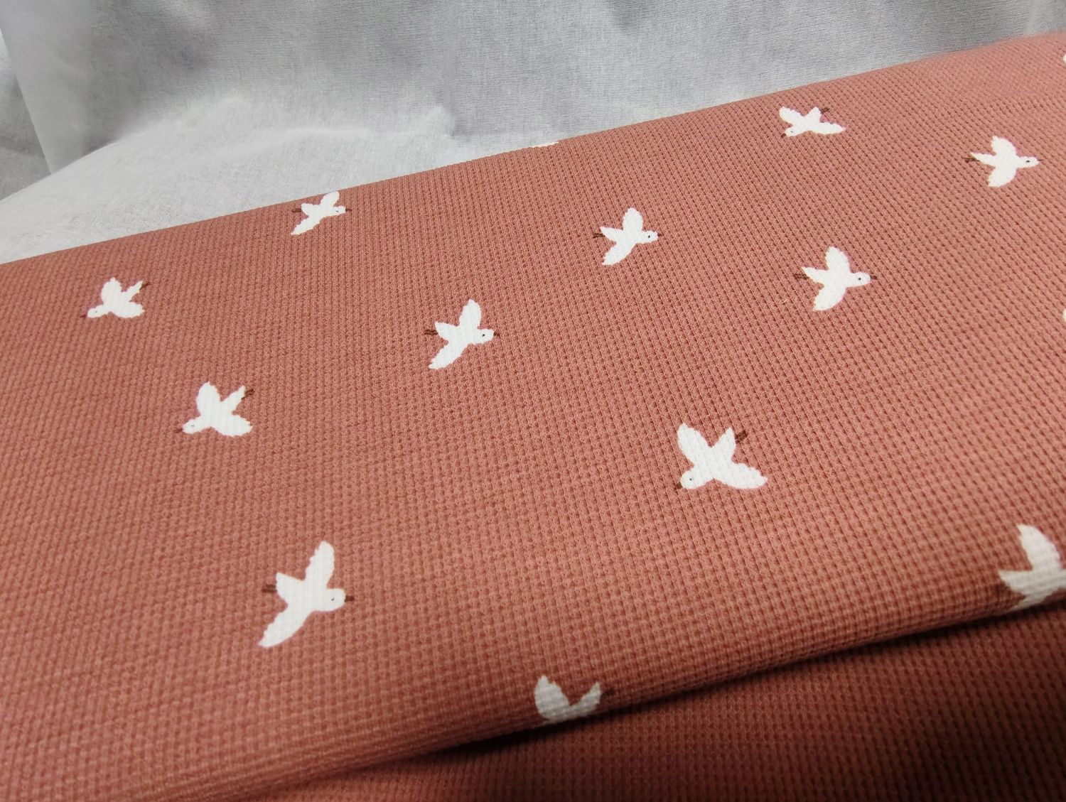 Tela de Punto Mini Waffle Pajaros