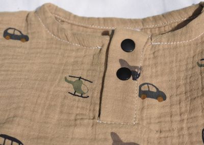 Camiseta  Infantil de Algodón Orgánico Marron - Manga Corta de Vehiculos