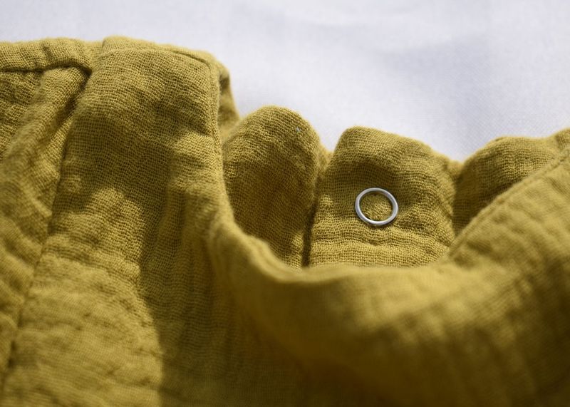 Vestido  Infantil de Algodón Orgánico Amarillo Apagado - Manga Corta