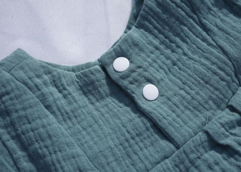 Vestido Infantil de Algodón Orgánico Azul - Manga Larga