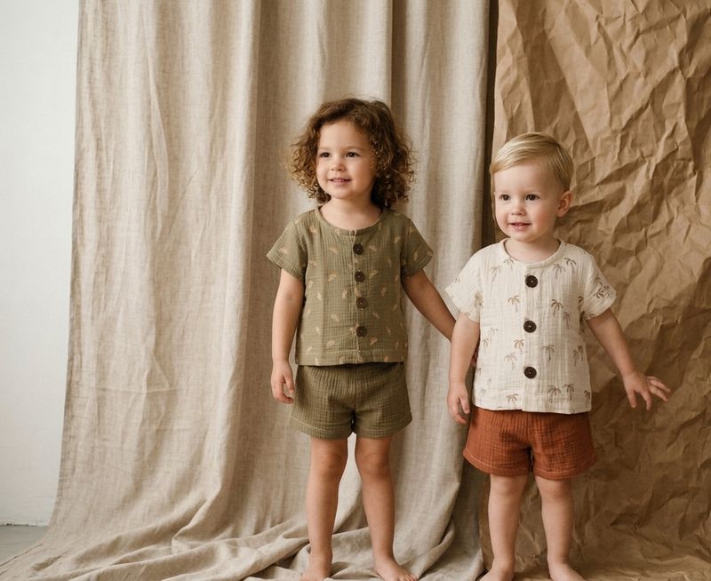 Pantalones Cortos Infantil de Algodón Orgánico Verde