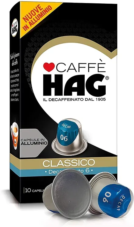 HAG caffè decaffeinato compatibili Nespresso  10 capsule in alluminio