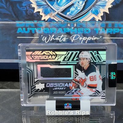 Jack Hughes 2022-23 Upper Deck SPx Black Obsidian Jersey 199/399 Nice!