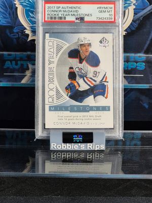 CONNOR McDAVID 2017-18 SP Authentic Rookie Year Milestones MCM PSA 10