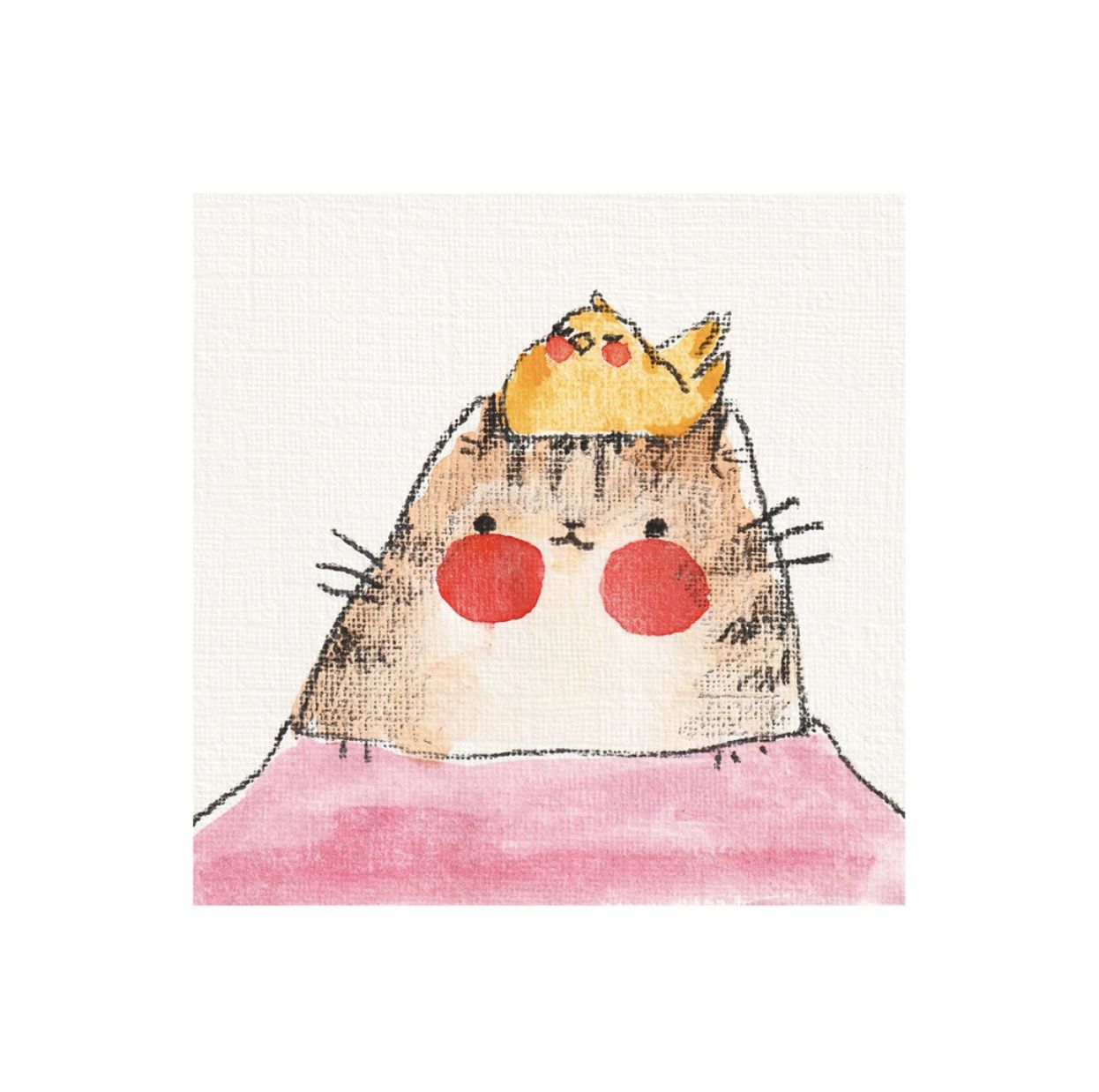 Mini Print- &quot;Nice Cat &amp; Sleeping Bird&quot;