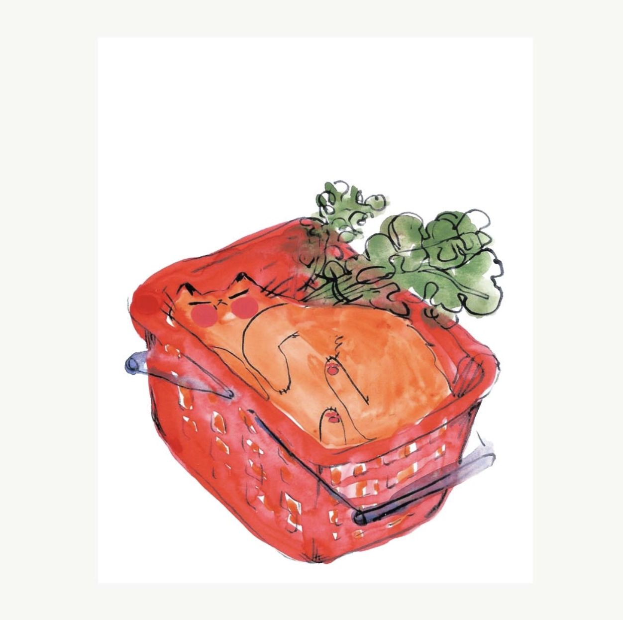 Print - &quot;Basket Cat Dreaming&quot;