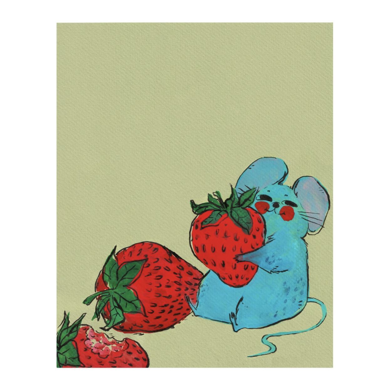 Print - &quot;Blue Mouse &amp; Strawberries&quot;