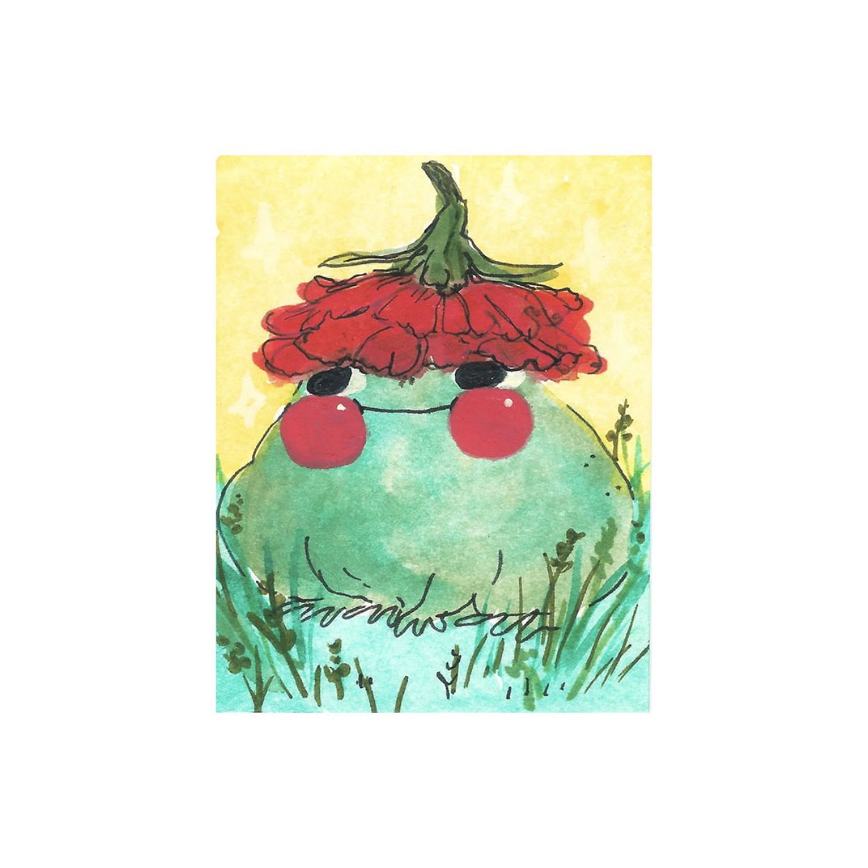 Mini Print - &quot;Frog in Flower Hat&quot;