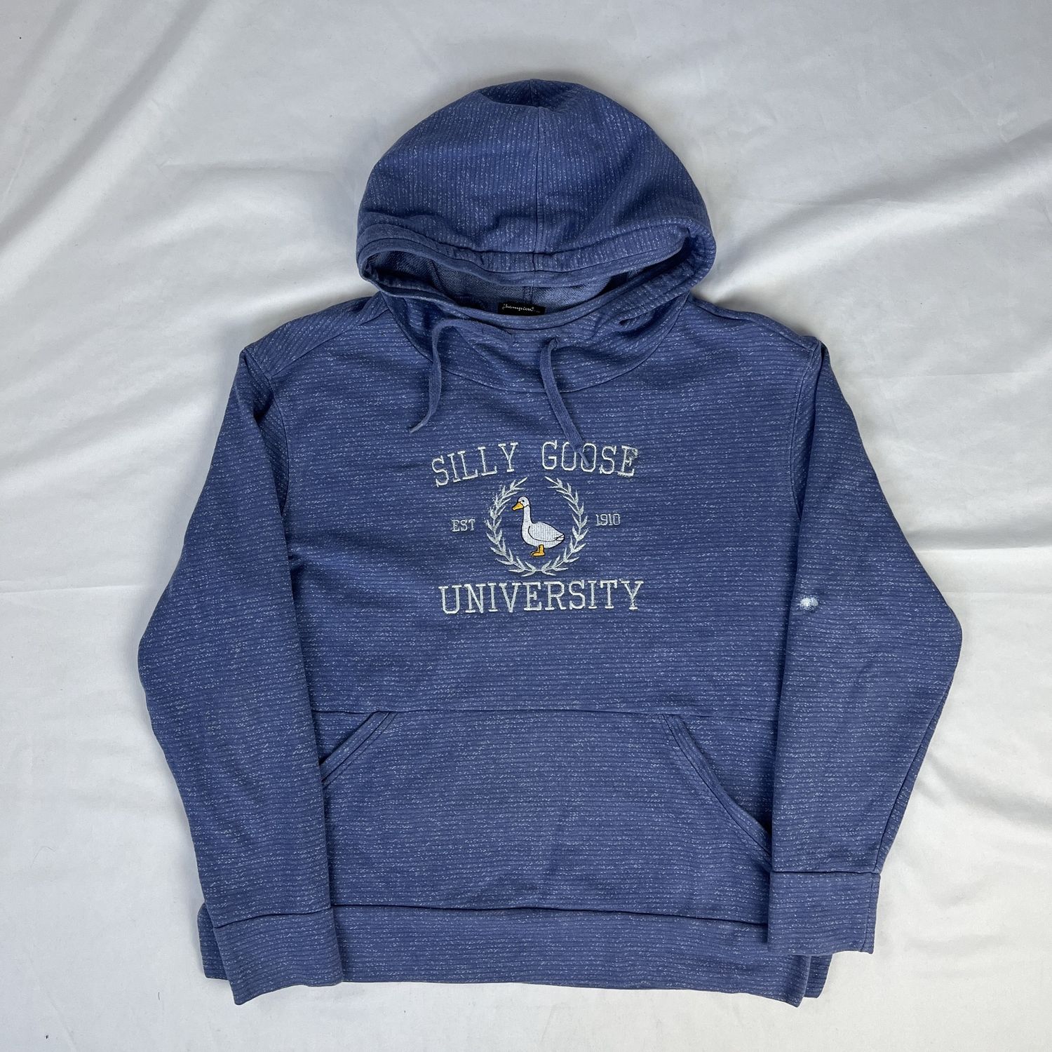 blue stripe silly goose university hoodie