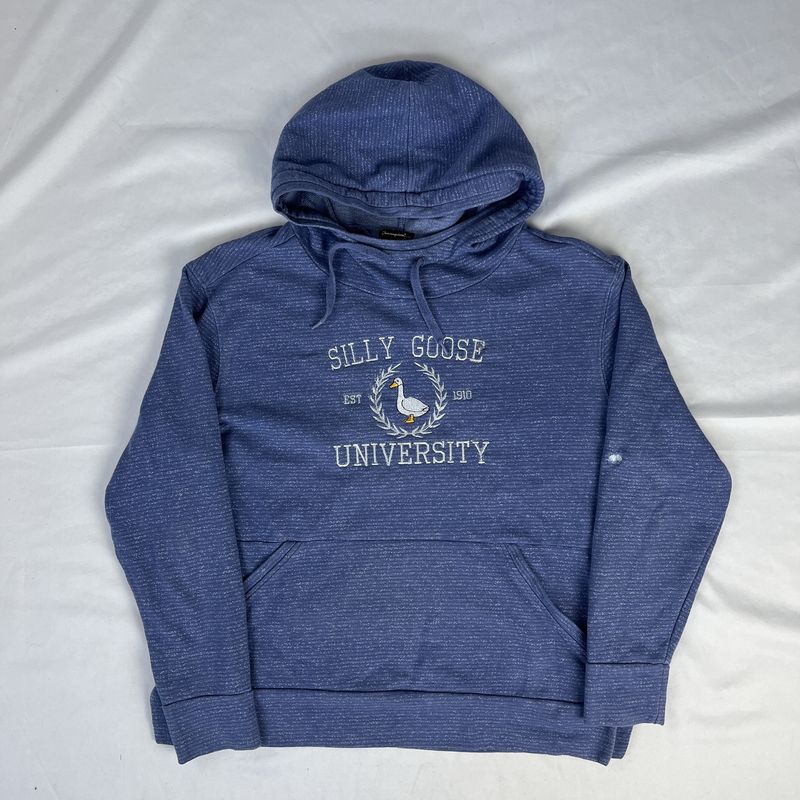 blue stripe silly goose university hoodie
