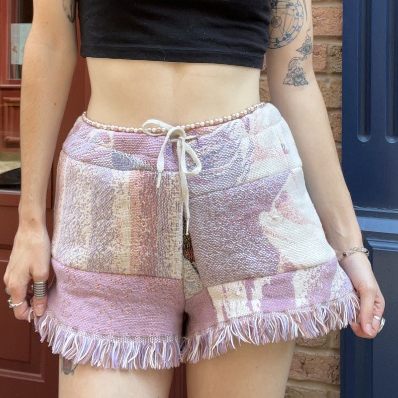 patchwork pink blanket shorts