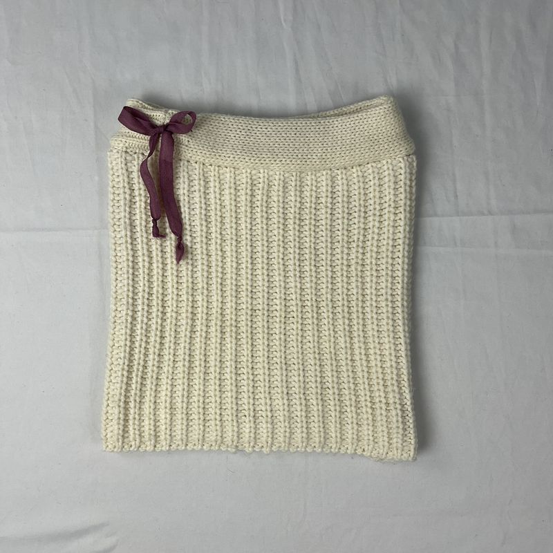 cream knitted bow skirt