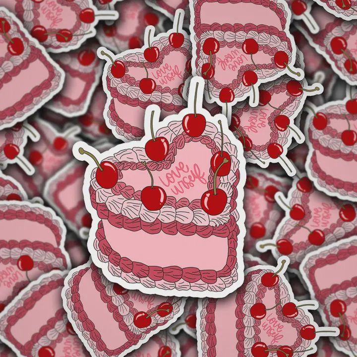 Vinyl Die Cut Decal Love Urself Cherry Cake