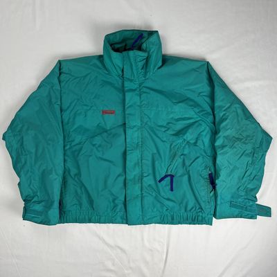 teal 90s columbia windbreaker