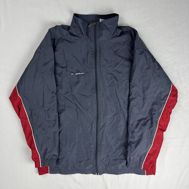 reebok grey &amp; red zip up jacket