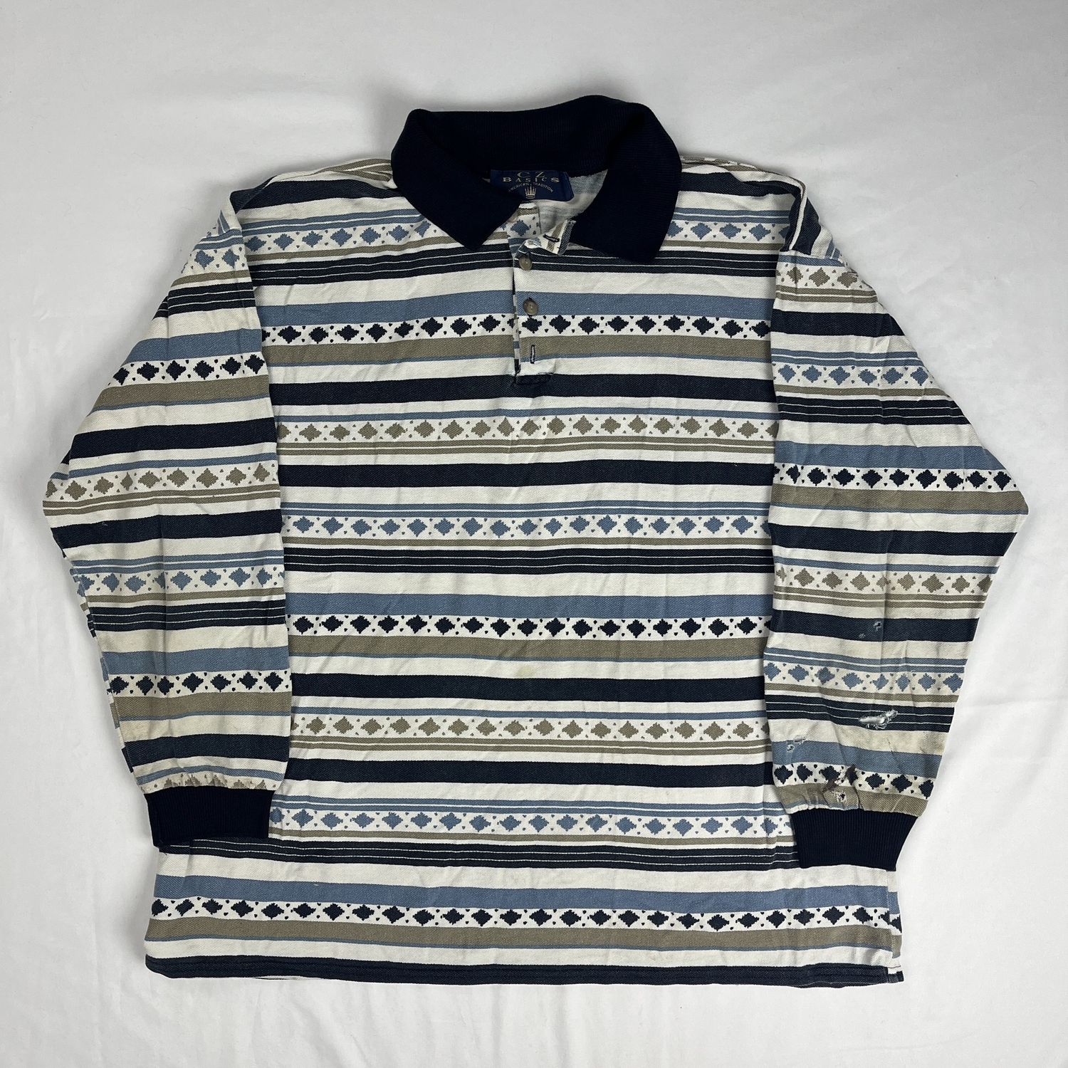 blue stripe collared top