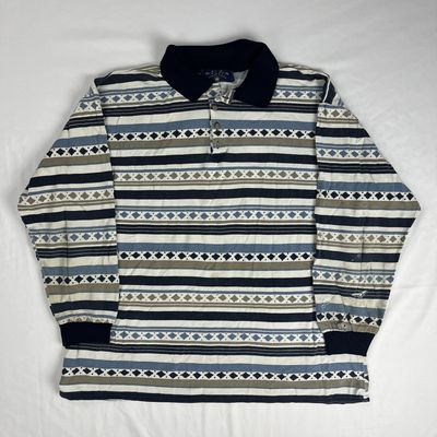 blue stripe collared top